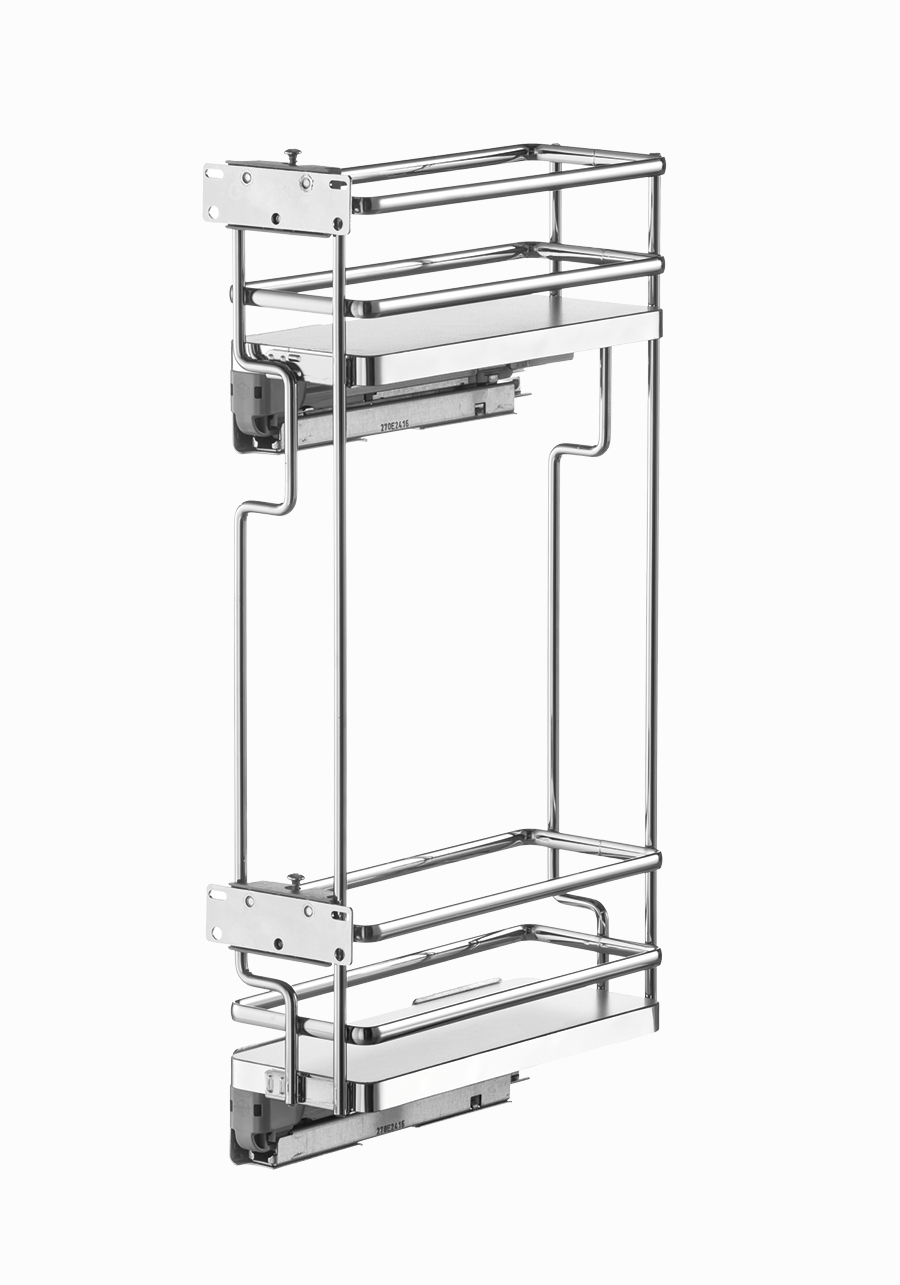 2х-ур. реш.емкость 150мм левая в верх.шкаф Galaxy с антиск.покр, с креп/фас, без NP, хром/белый