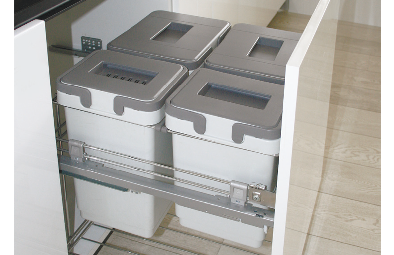 Система контейнеров V20+20л на напр.полн.выдвиж. с аморт.,в шкаф 400мм, серый/хром